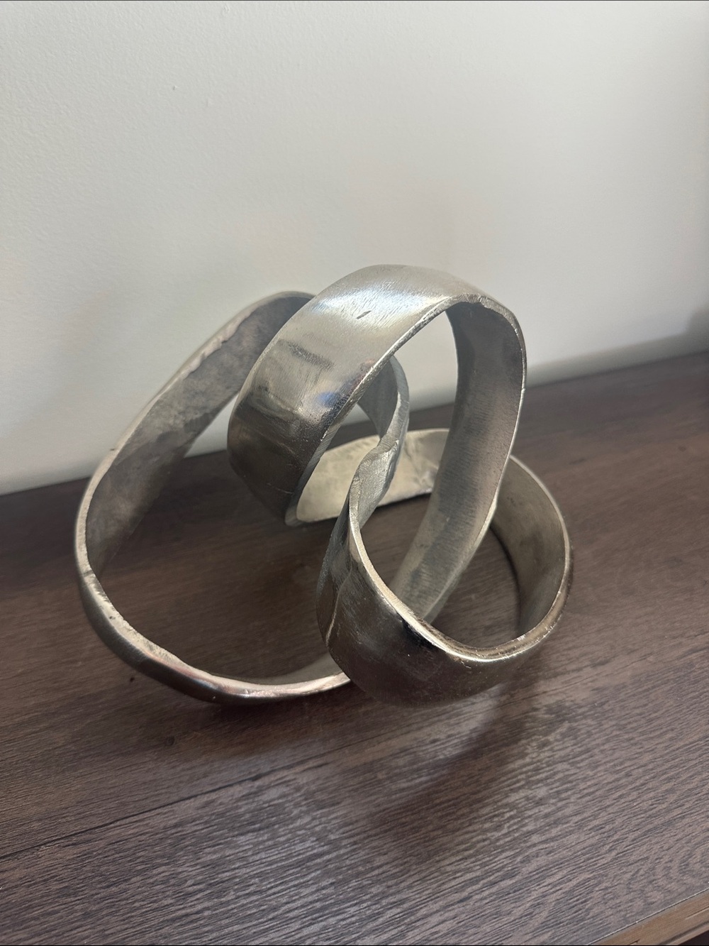 Modern Silver Aluminum Abstract Metal Knot Sculpture - 10”x 7” x 8” Tabletop